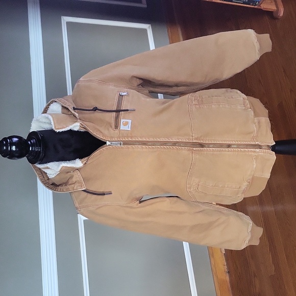 Carhartt Jackets & Blazers - Vintage Carhartt Tan Sherpa lined hooded Jacket